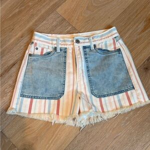 American Eagle Outfitters Striped Jean Shorts with Denim Pockets
